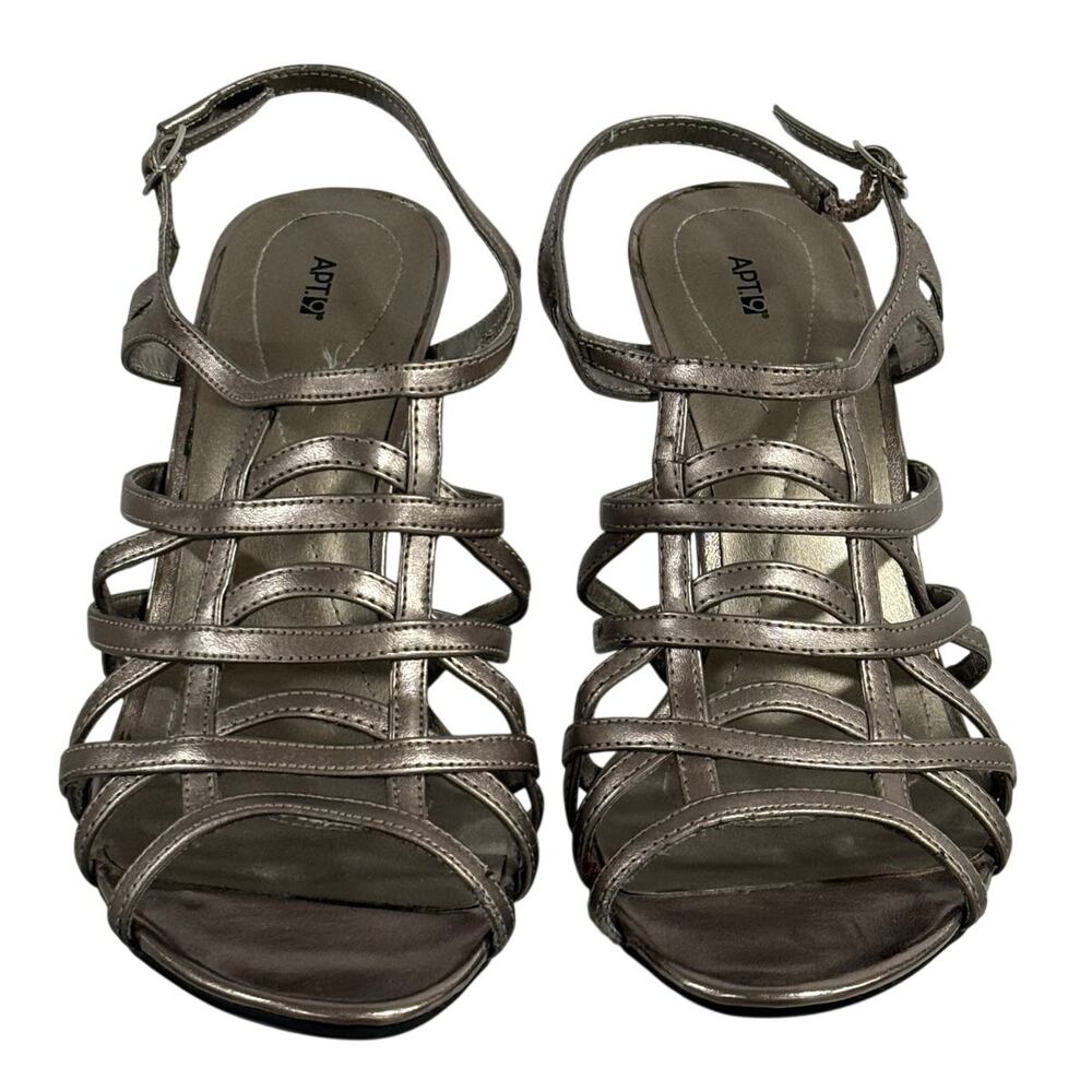 Apt 9 Paytin Pewter Slingback Stiletto Sandals Size 8.5M Open Toe Dress Heels